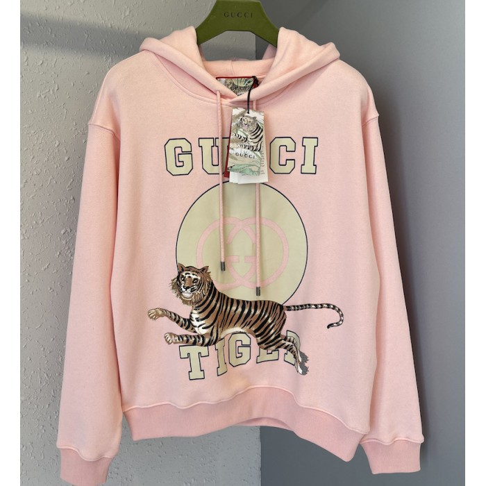 G*u*i tiger hooded sweatshirt pink