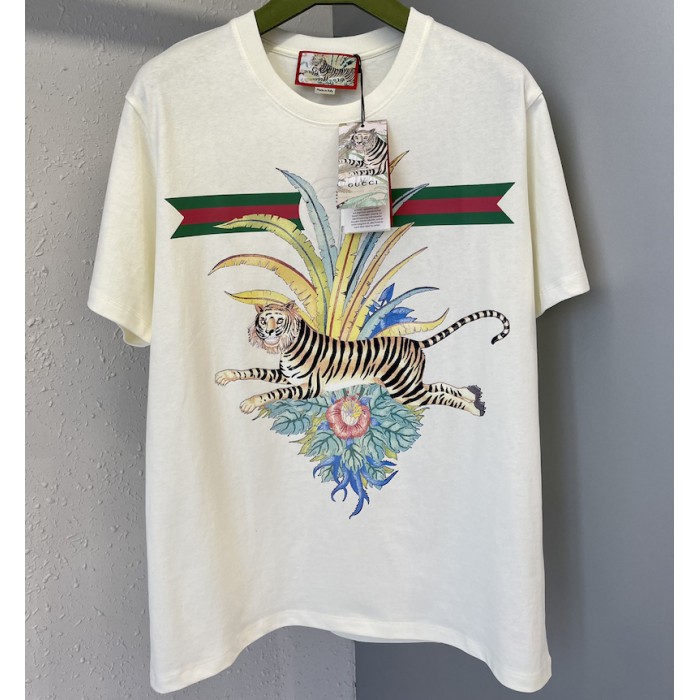 G*u*i tiger cotton t-shirt off white