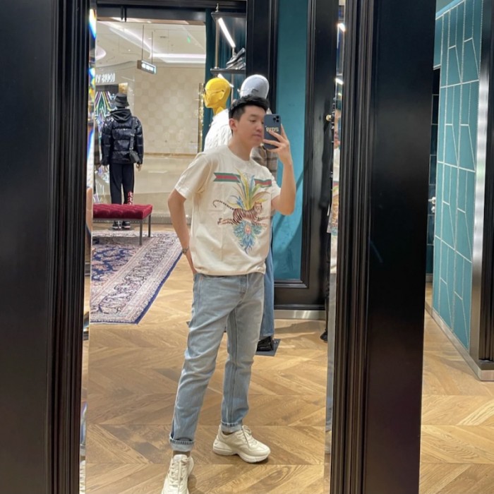 G*u*i tiger cotton t-shirt off white