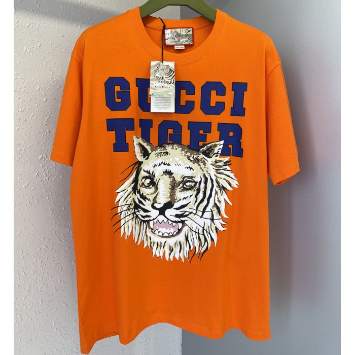 G*u*i tiger cotton t-shirt orange
