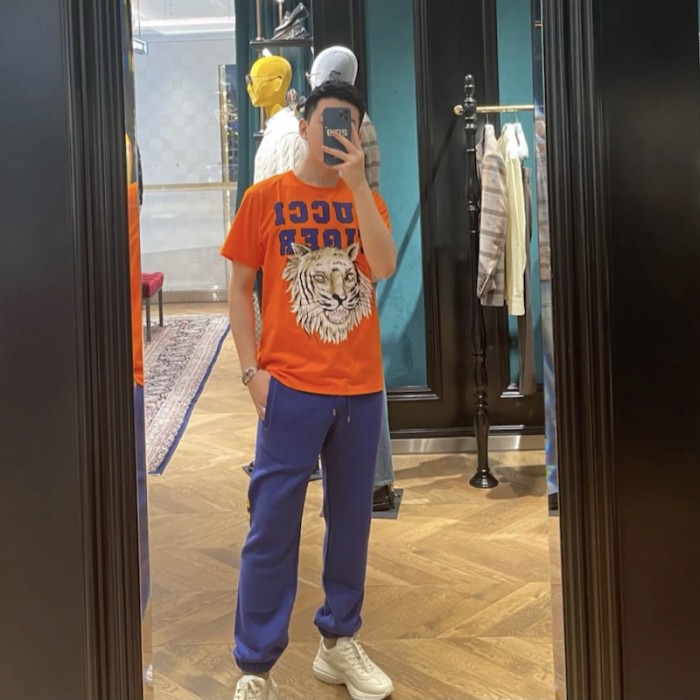 G*u*i tiger cotton t-shirt orange