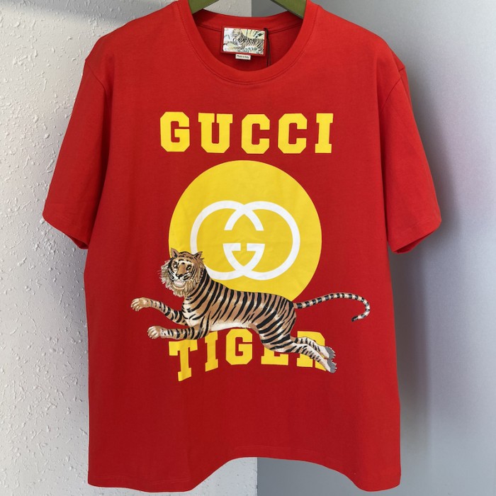 G*u*i tiger cotton t-shirt red