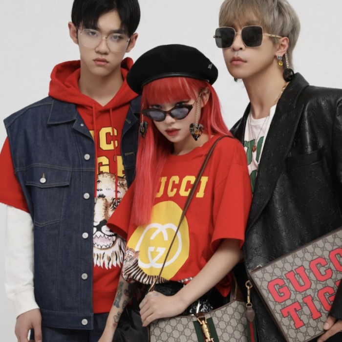 G*u*i tiger cotton t-shirt red