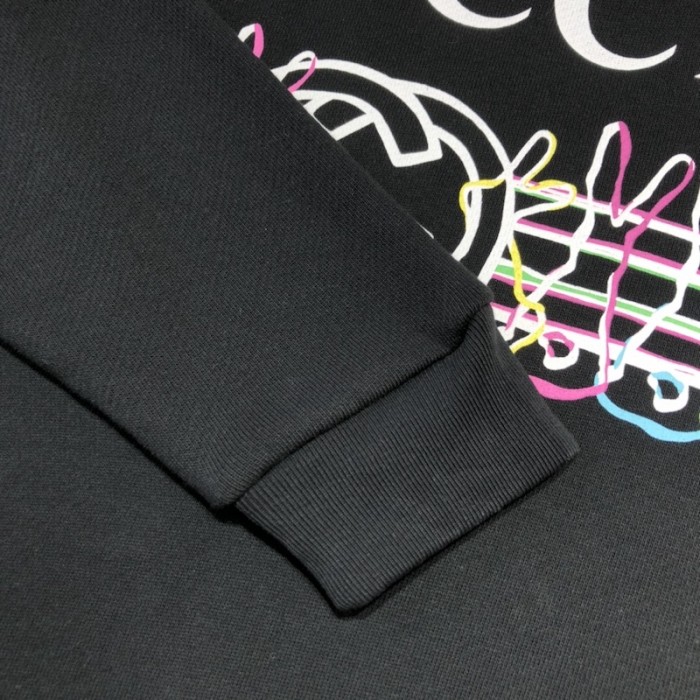 G*u*i vintage logo bunny print cotton jersey hoodies black