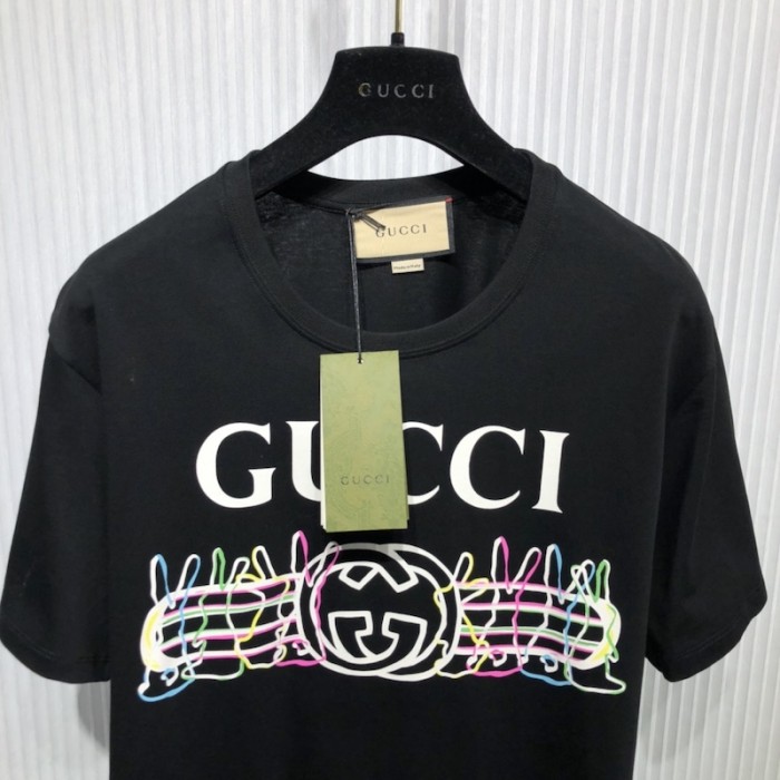 G*u*i vintage logo bunny print cotton jersey t-shirt black