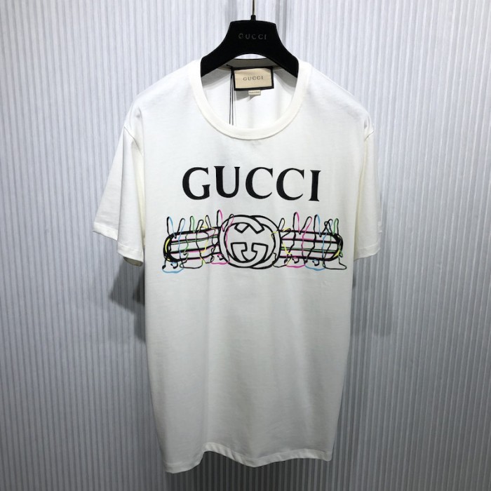 G*u*i vintage logo bunny print cotton jersey t-shirt white