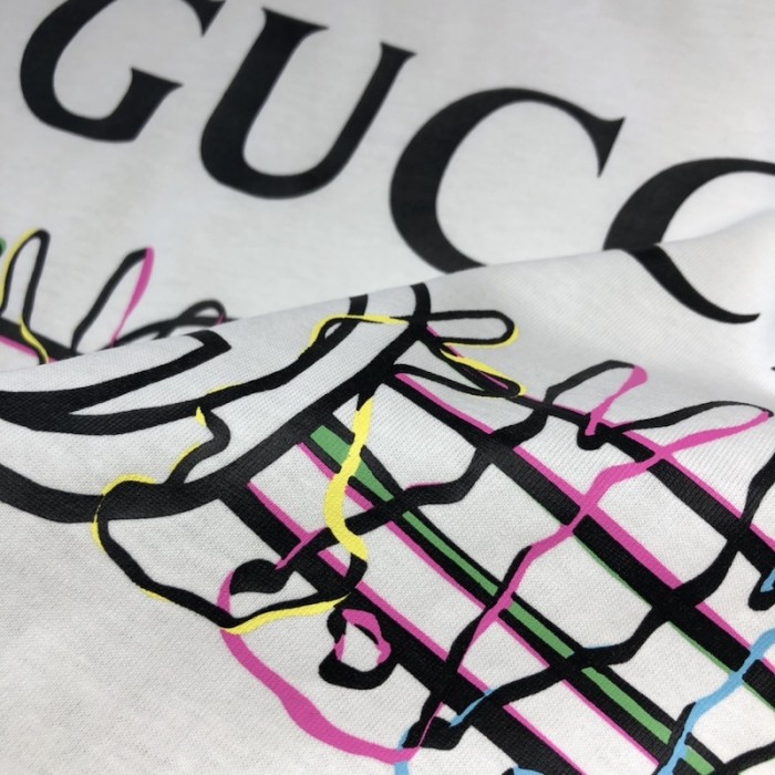 G*u*i vintage logo bunny print cotton jersey t-shirt white