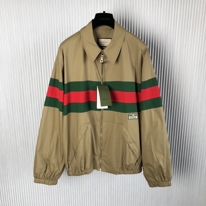G*u*i web stripe cotton jacket mens