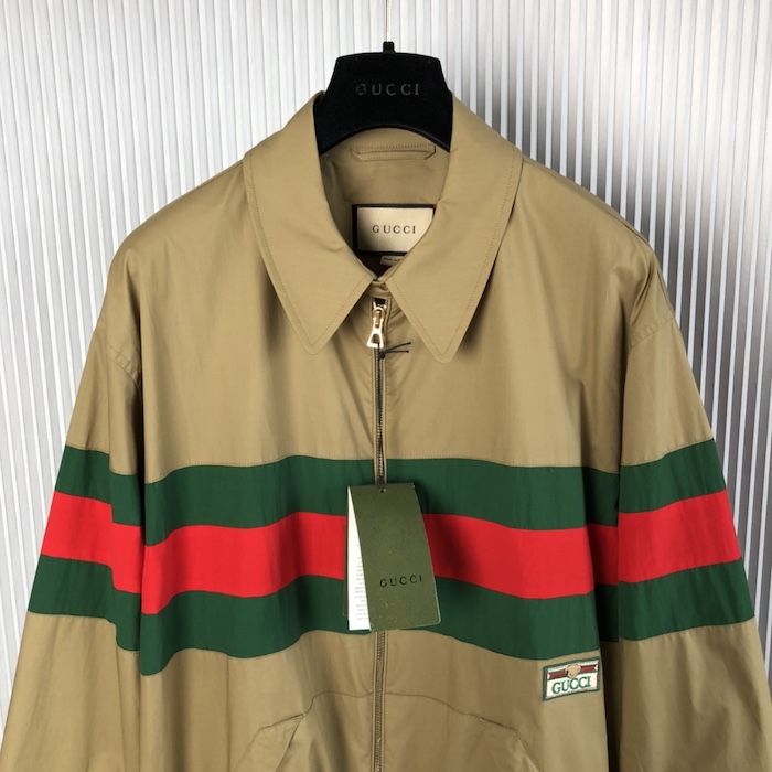 G*u*i web stripe cotton jacket mens