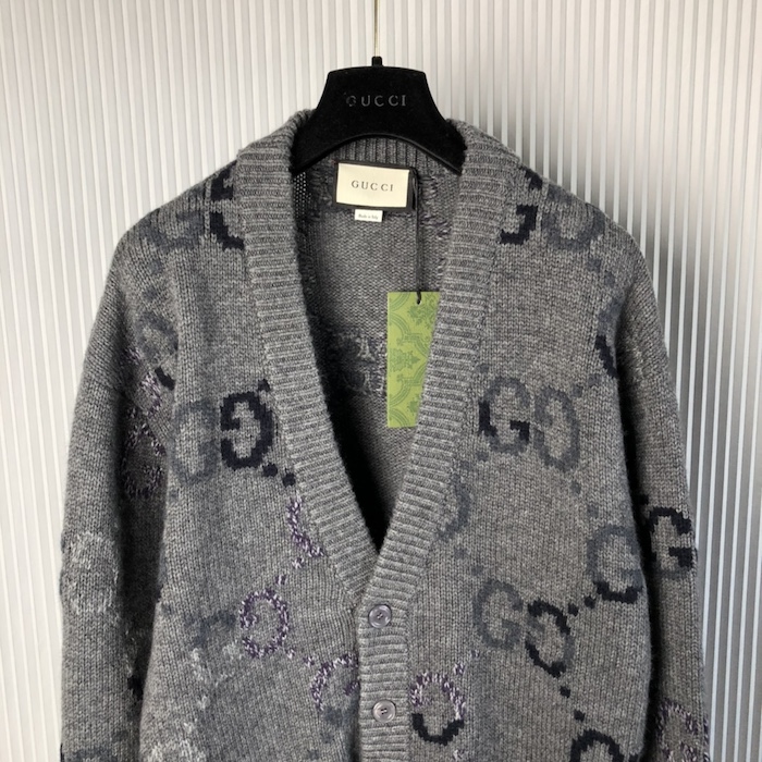 G*u*i wool cardigan with gg intarsia 770507