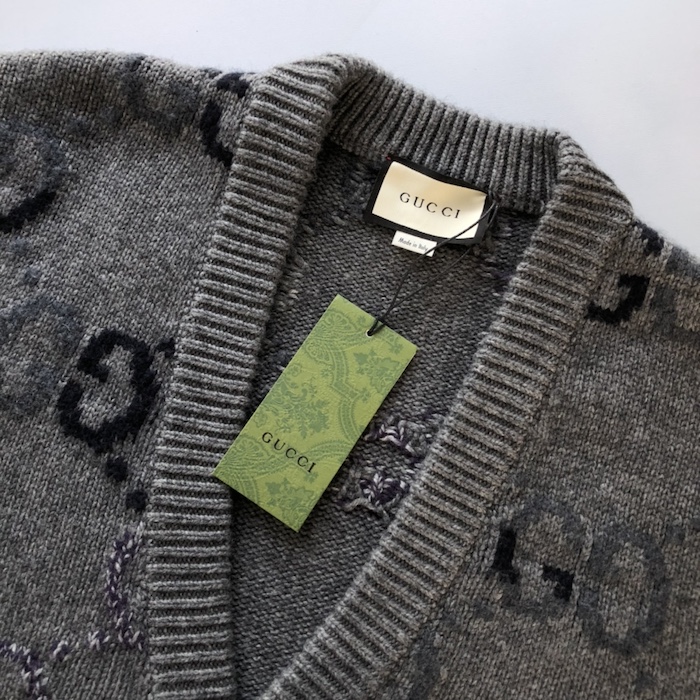 G*u*i wool cardigan with gg intarsia 770507