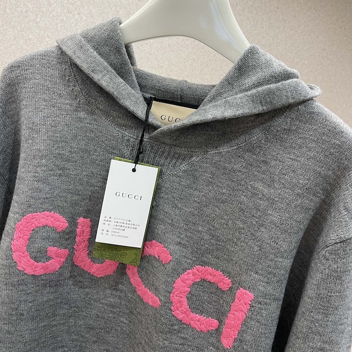 G*u*i wool hooded sweatshirt grey ‎770169
