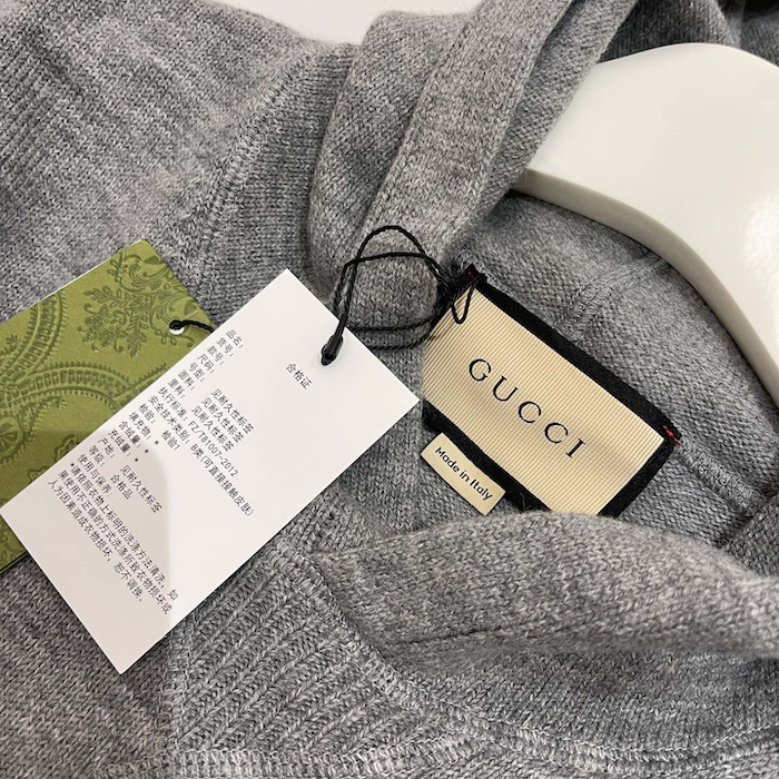 G*u*i wool hooded sweatshirt grey ‎770169