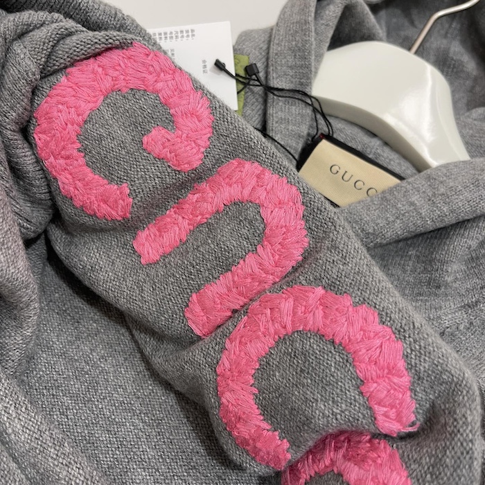 G*u*i wool hooded sweatshirt grey ‎770169