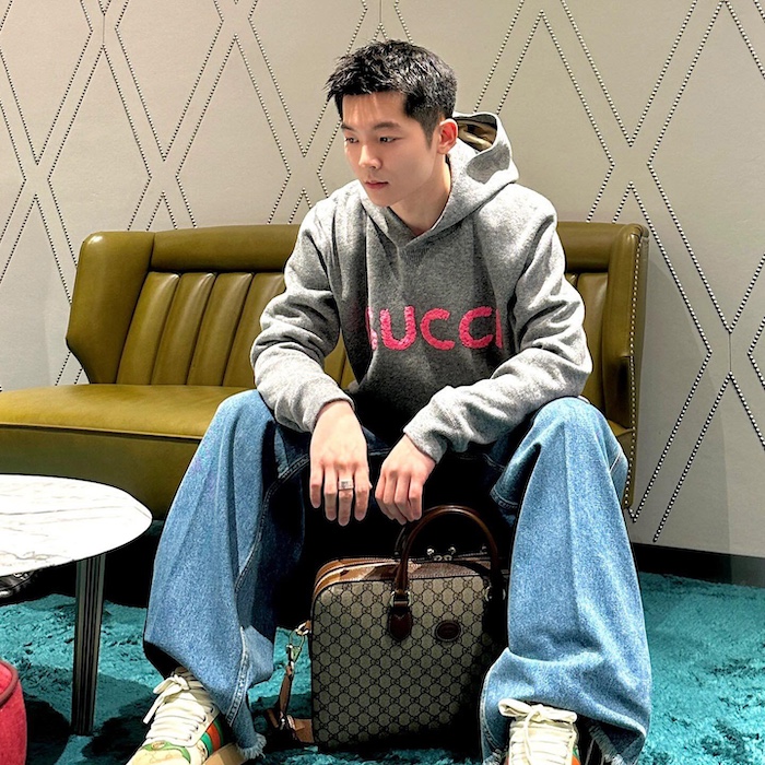 G*u*i wool hooded sweatshirt grey ‎770169