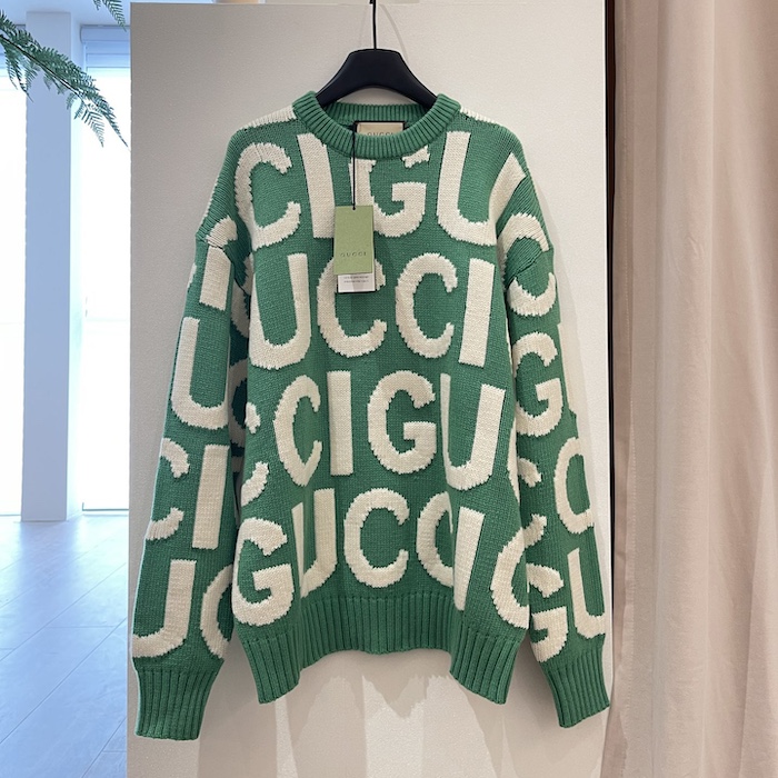G*u*i wool jumper with G*u*i intarsia green ‎763672