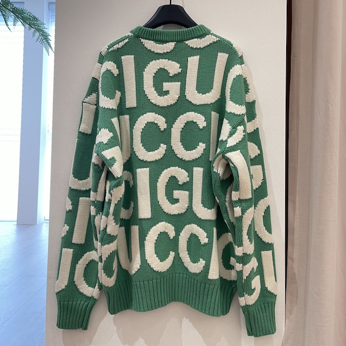 G*u*i wool jumper with G*u*i intarsia green 763672