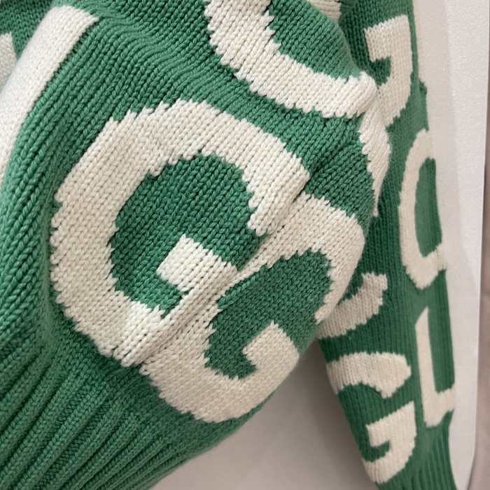 G*u*i wool jumper with G*u*i intarsia green 763672