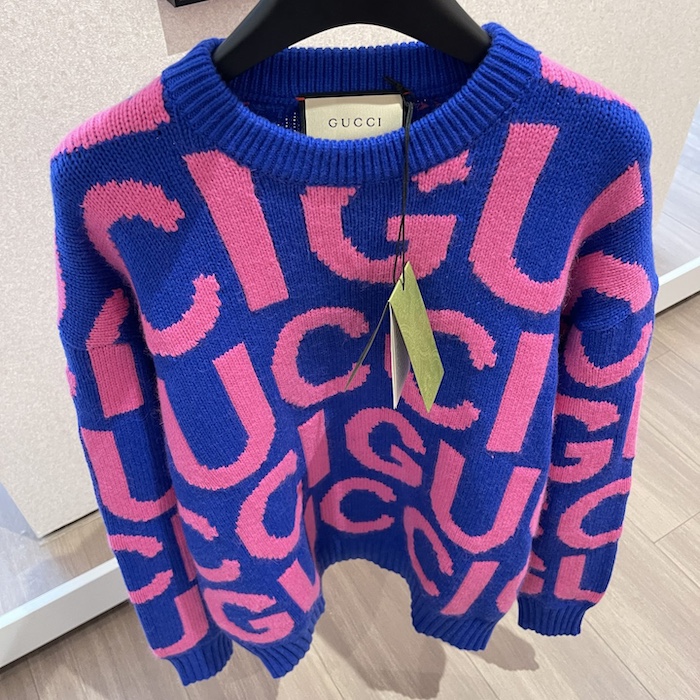 G*u*i wool jumper with G*u*i intarsia blue and pink ‎763672