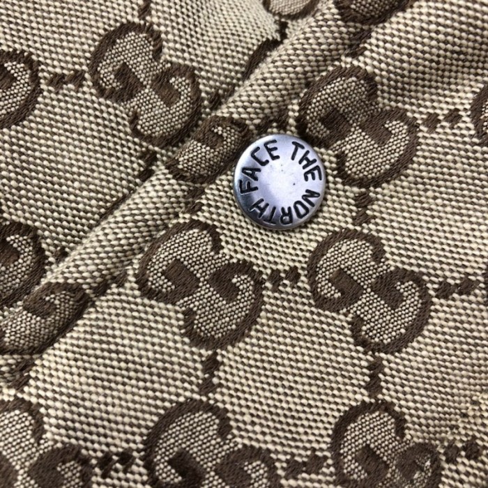 G*u*i x the north face print jacket beige