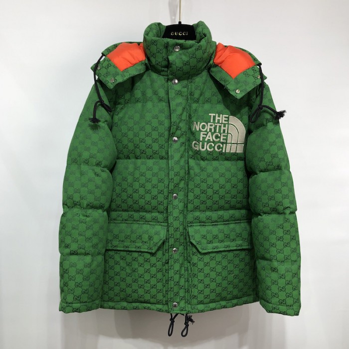 G*u*i x the north face print jacket green