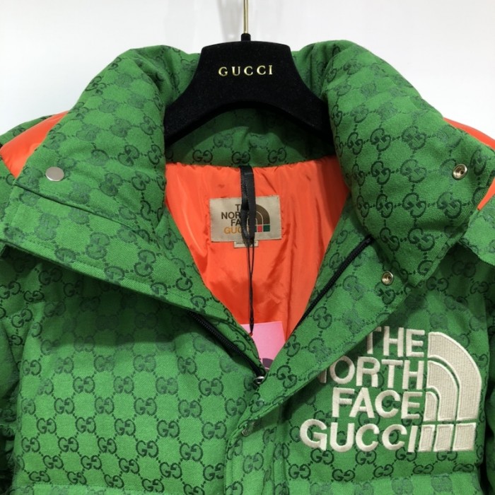 G*u*i x the north face print jacket green