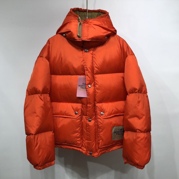 G*u*i x the north face coat jacket orange