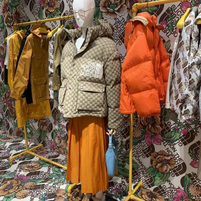 G*u*i x the north face coat jacket orange