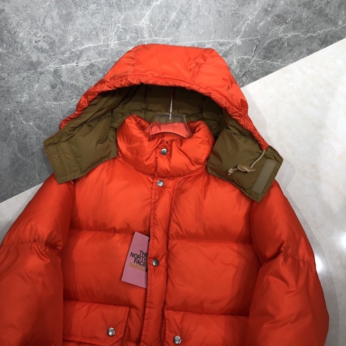G*u*i x the north face coat jacket orange