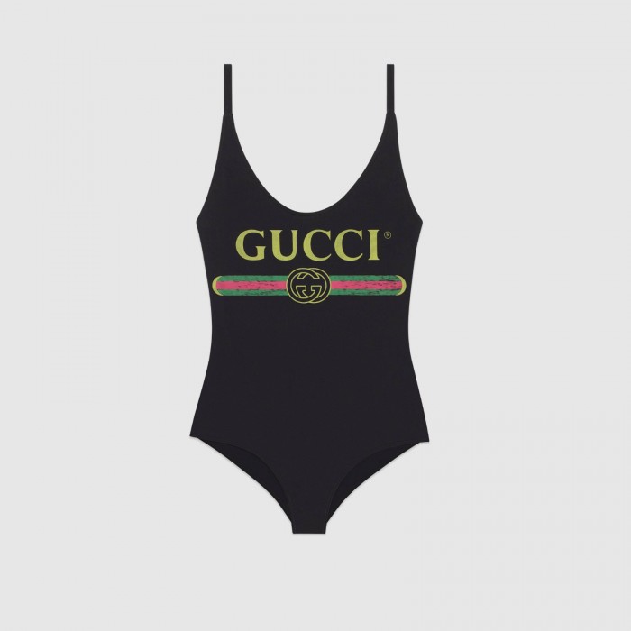 sparkling swimsuit with G*u*i logo black