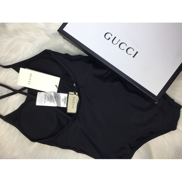 sparkling swimsuit with G*u*i logo black