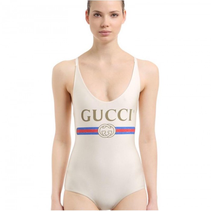 sparkling swimsuit with G*u*i logo white