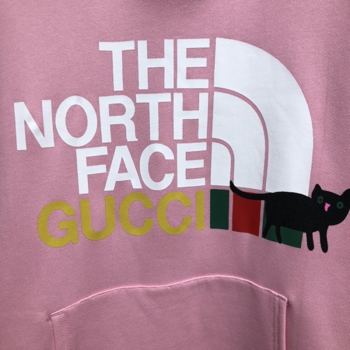 the north face x G*u*i hoodie / black cat pink