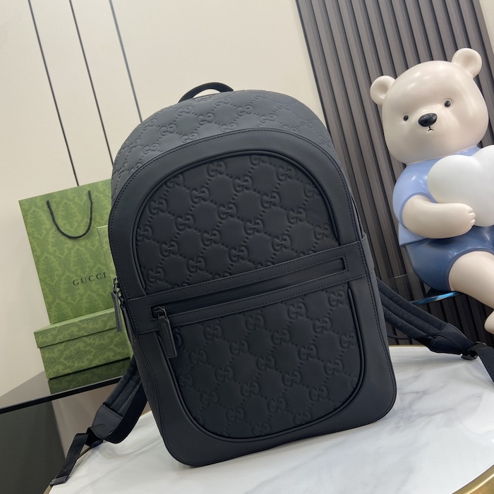 G*u*i black gg rubber-effect leather backpack ‎771280