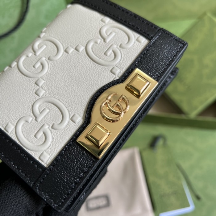 G*u*i gg card case wallet 676150 white/black