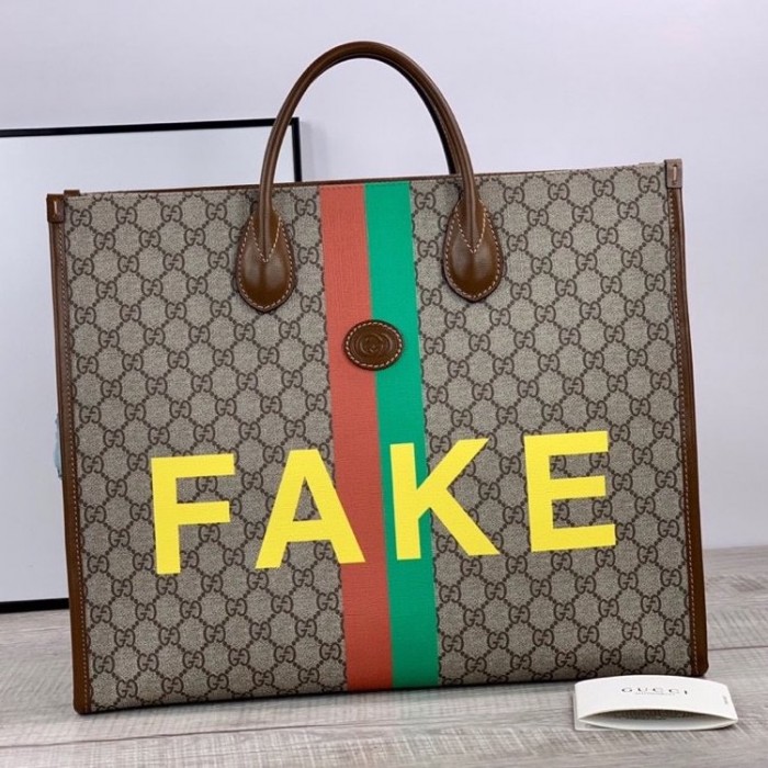 G*u*i ''fake/not'' print large tote bag ‎630353