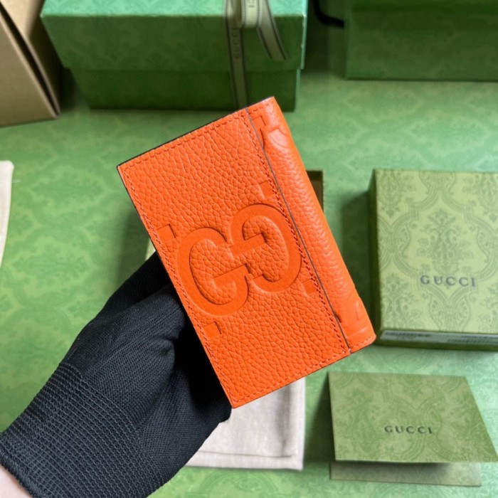 G*u*i jumbo gg card case orange ‎739478