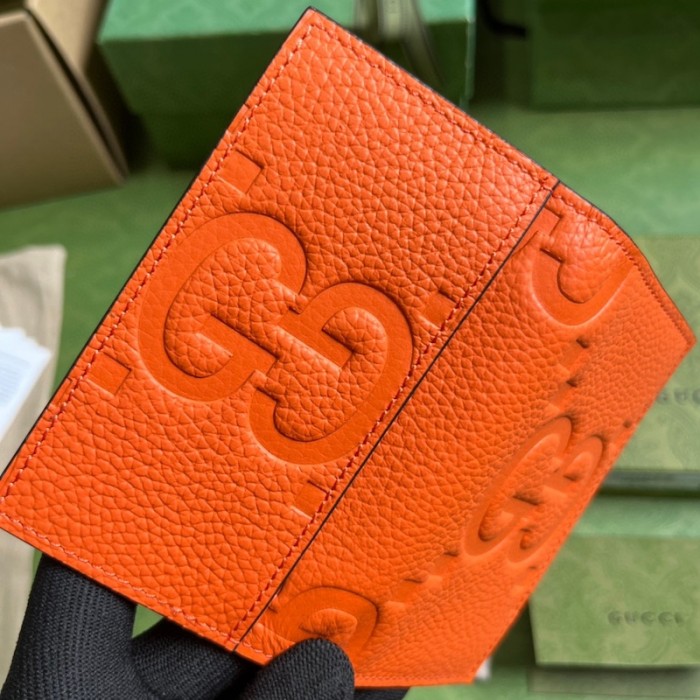G*u*i jumbo gg card case orange ‎739478