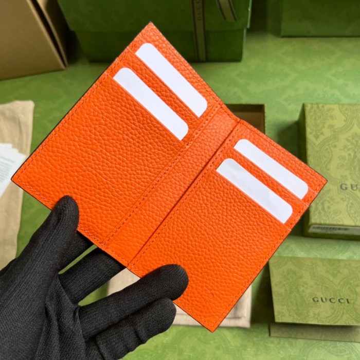 G*u*i jumbo gg card case orange ‎739478