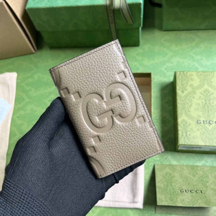 G*u*i jumbo gg card case taupe ‎739478
