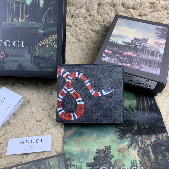 g*u*i kingsnake print gg Sup*e wallet black