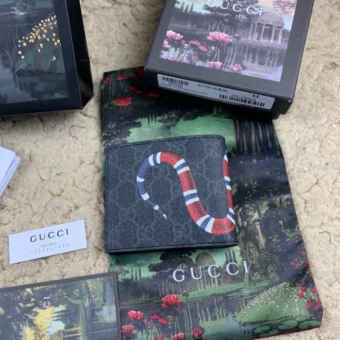 g*u*i kingsnake print gg Sup*e wallet black