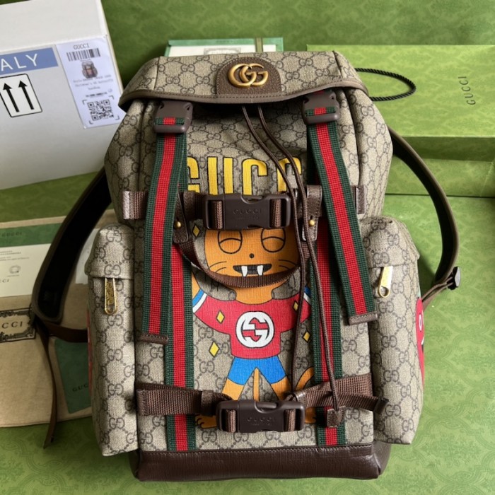 G*u*i cat print skateboard backpack ‎690999