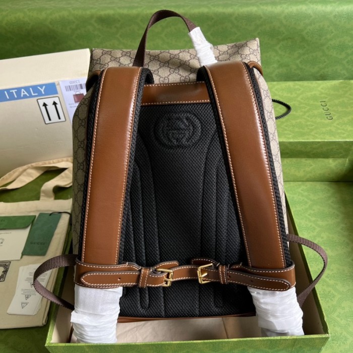 G*u*i medium backpack with interlocking g 696013 brown