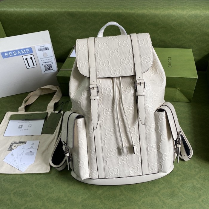 G*u*i gg embossed backpack white 625770
