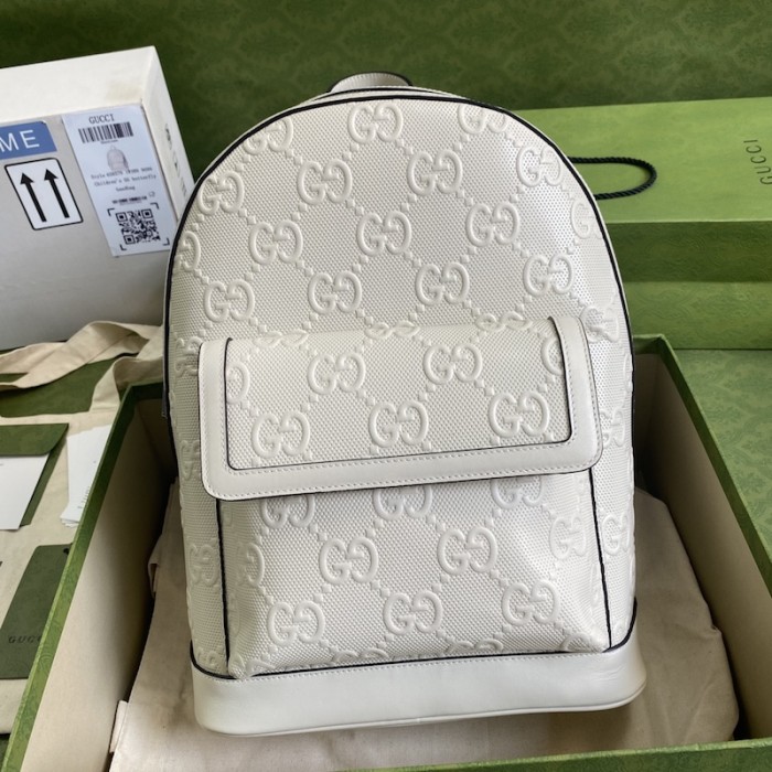 G*u*i gg embossed backpack white 658579