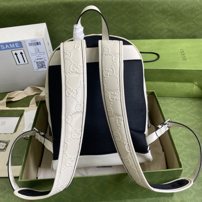 G*u*i gg embossed backpack white 658579