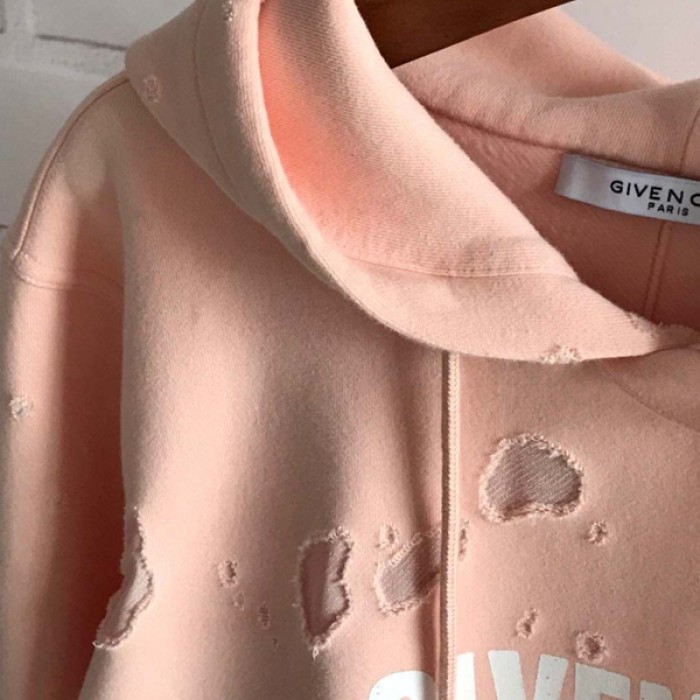 Givenchy Paris Destroyed Hoodies Pink