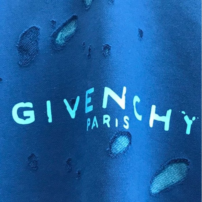 Givenchy destroyed hoodie blue