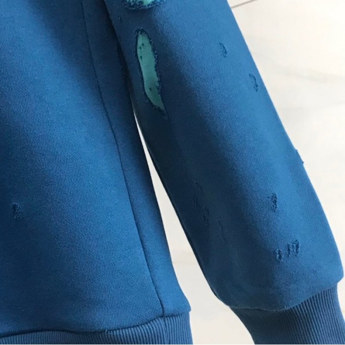 Givenchy destroyed hoodie blue